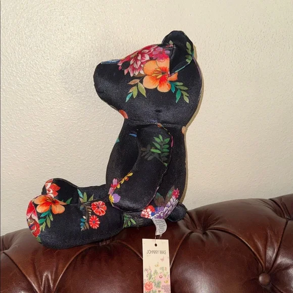Johnny Was Black Floral Teddy Bear - Picture 3 of 5